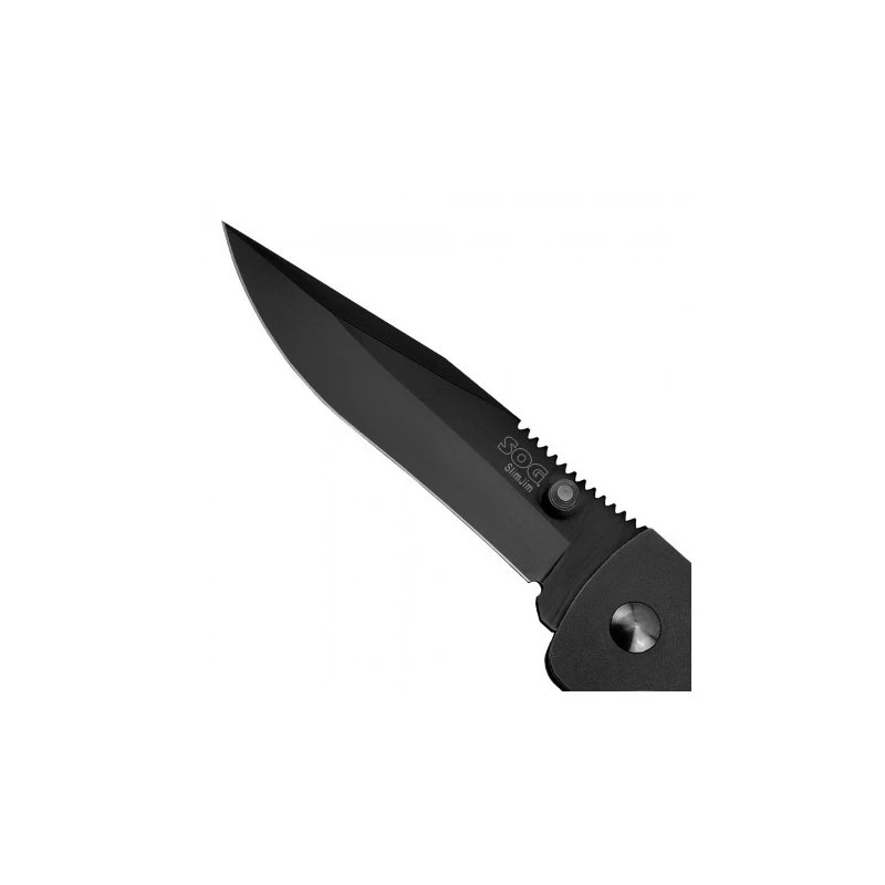 Couteau SOG SlimJim Lame 8.1cm Lisse Noir Manche Inox - SJ32-CP 2 Couteau SOG SlimJim Lame 8.1cm Lisse Noir Manche Inox - SJ32-CP – Image 2