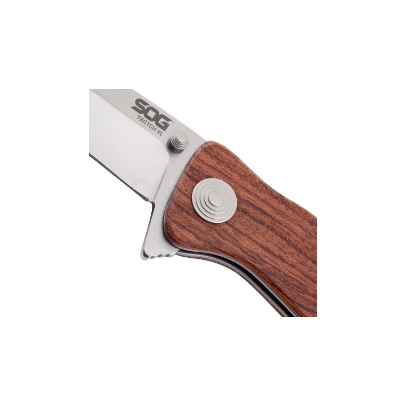 Couteau SOG Twitch XL Lame 8.3cm Lisse Satin Manche Bois Rosewood - TWI24-CP 4 Couteau SOG Twitch XL Lame 8.3cm Lisse Satin Manche Bois Rosewood - TWI24-CP – Image 4