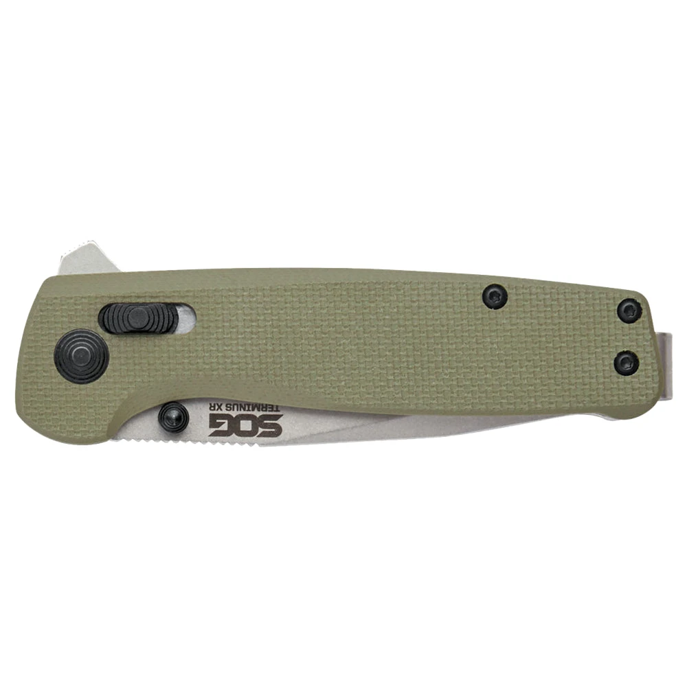 Couteau De Poche Terminus XR Olive Manche G10 SOG 4 Couteau De Poche Terminus XR Olive Manche G10 SOG – Image 4