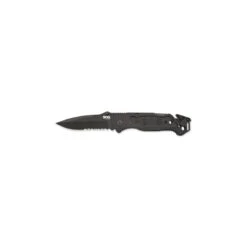 Couteau SOG Escape Lame 8.6cm Semi-dentelée Noir Manche Aluminum - FF25-CP