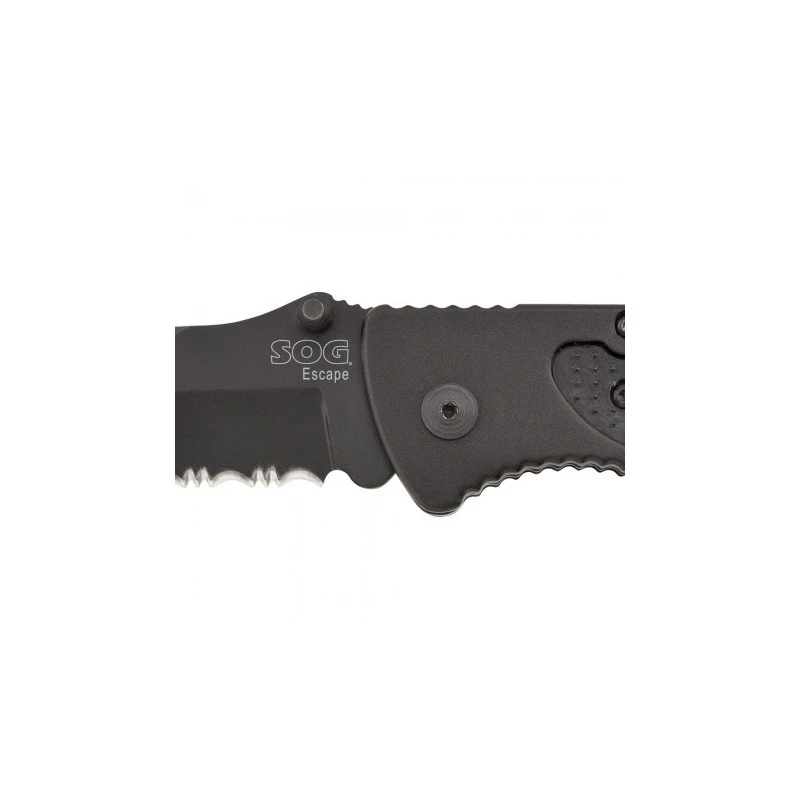Couteau SOG Escape Lame 8.6cm Semi-dentelée Noir Manche Aluminum - FF25-CP 4 Couteau SOG Escape Lame 8.6cm Semi-dentelée Noir Manche Aluminum - FF25-CP – Image 4