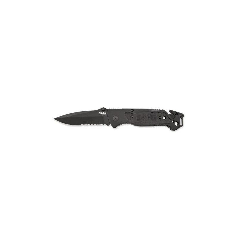Couteau SOG Escape Lame 8.6cm Semi-dentelée Noir Manche Aluminum - FF25-CP 1 Couteau SOG Escape Lame 8.6cm Semi-dentelée Noir Manche Aluminum - FF25-CP