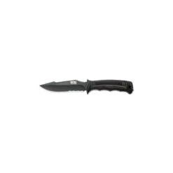Couteau SOG Seal Strike Lame 12.4cm Semi-dentelée Noir Manche Inox - SS1003
