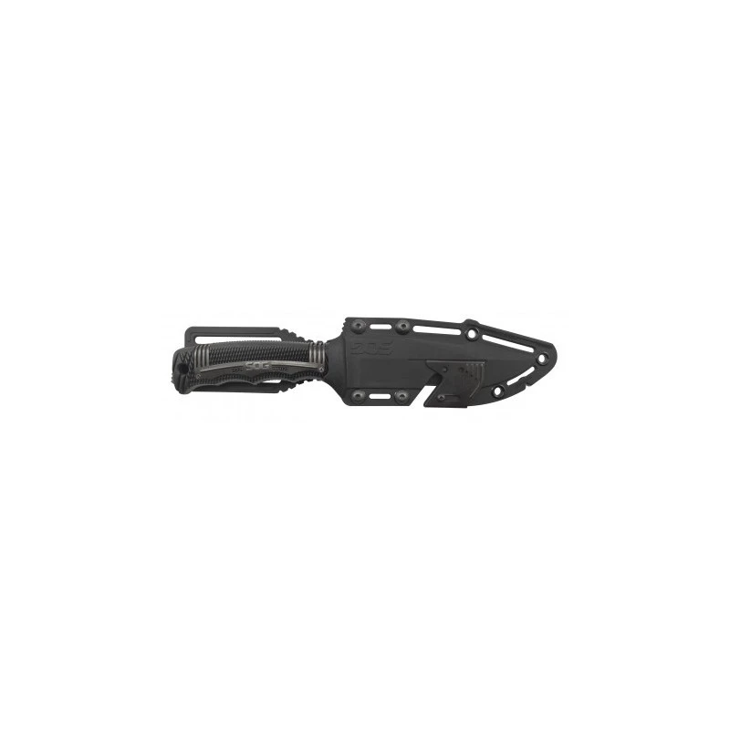 Couteau SOG Seal Strike Lame 12.4cm Semi-dentelée Noir Manche Inox - SS1003 6 Couteau SOG Seal Strike Lame 12.4cm Semi-dentelée Noir Manche Inox - SS1003 – Image 6